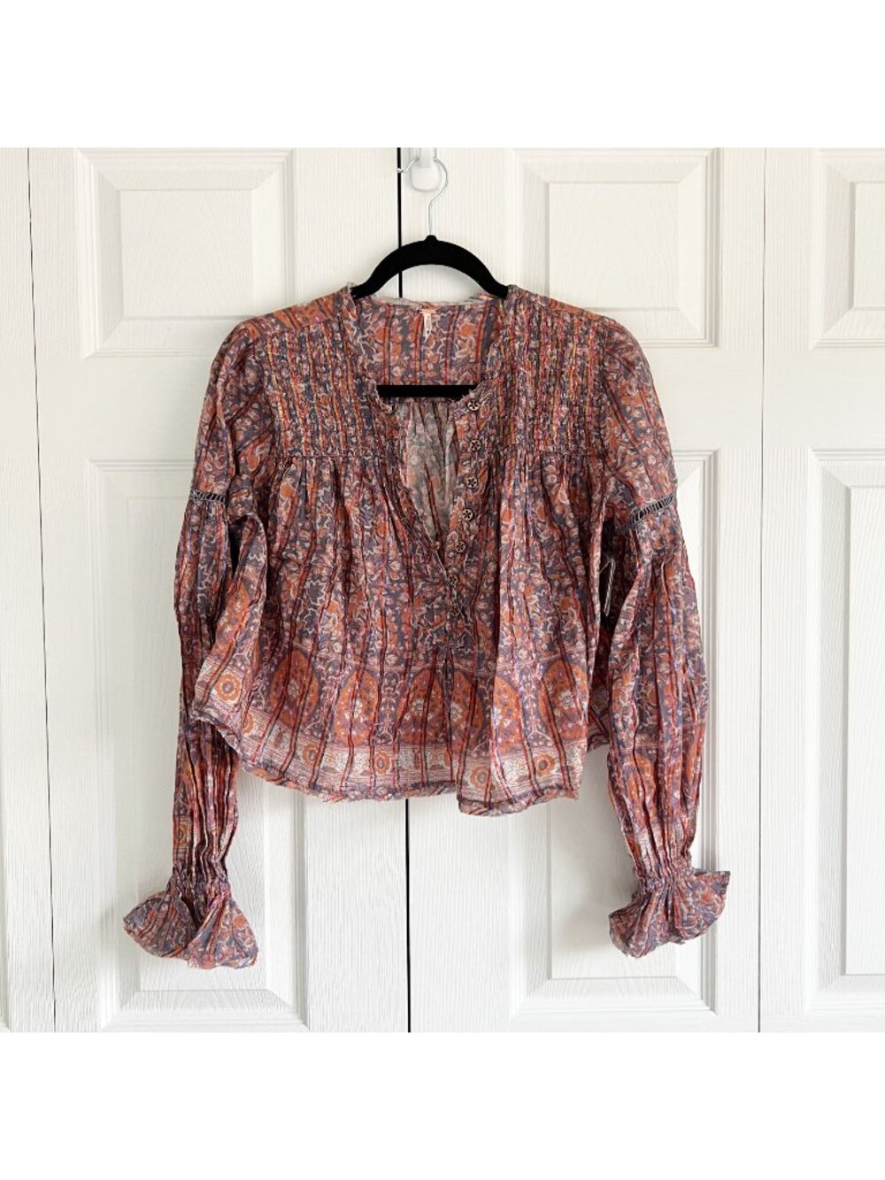 Free People Bali Bohemian Disco Metallic Crop Top Women's Size X-Small XS